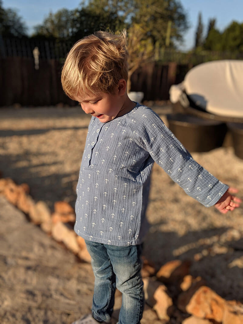 Gauze, Musselin – Double Gauze Senf mit weißen Punkten – Bild 6