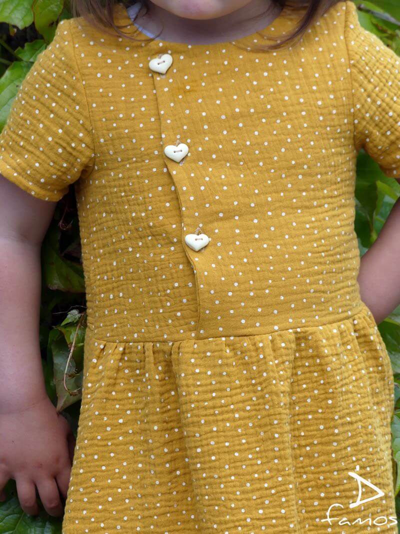 Gauze, Musselin – Double Gauze Senf mit weißen Punkten – Bild 3