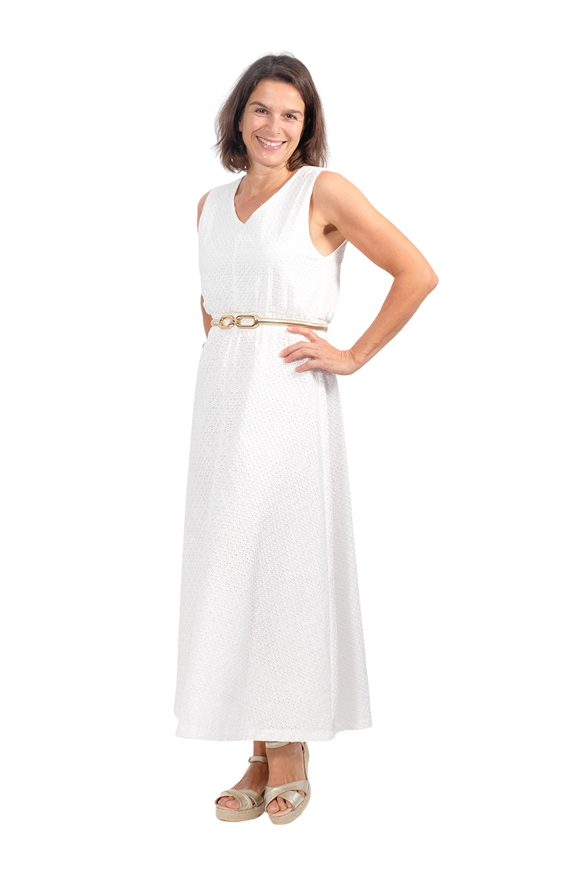 Baumwollstoff, Lochstickerei Ecru, Muster 2 – Bild 6