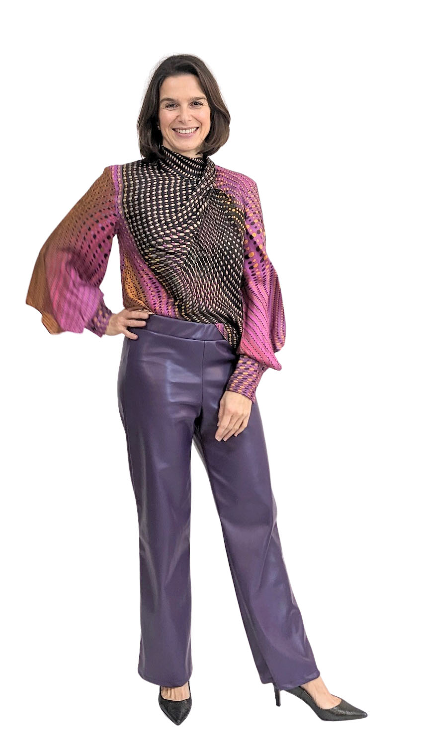 Kunstleder bi-elastisch, Glattleder mit Velour Rückseite, Taupe – Bild 5