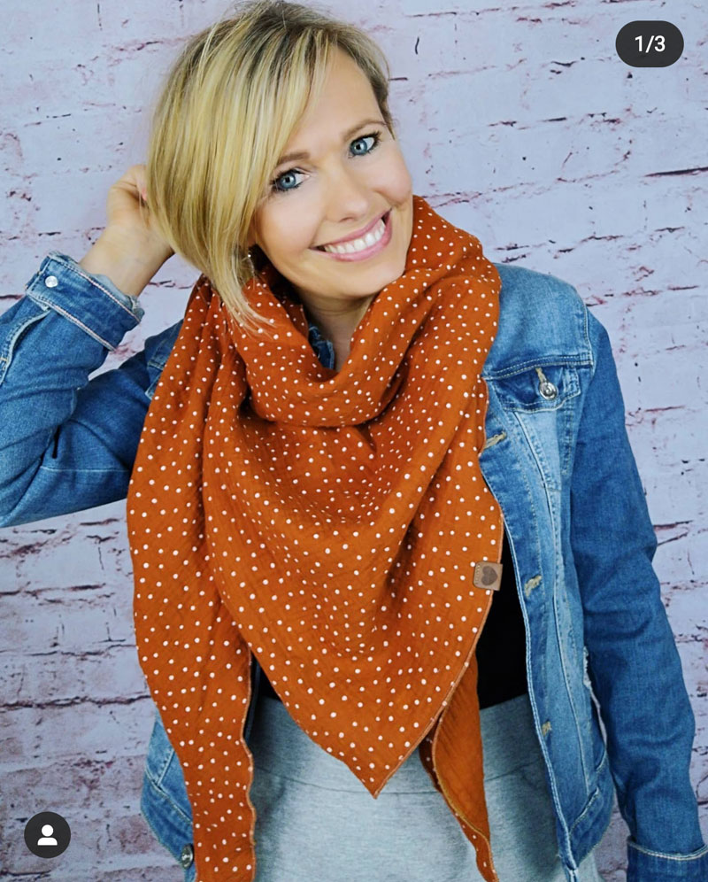 Gauze, Musselin – Double Gauze Rost mit weißen Punkten – Bild 3