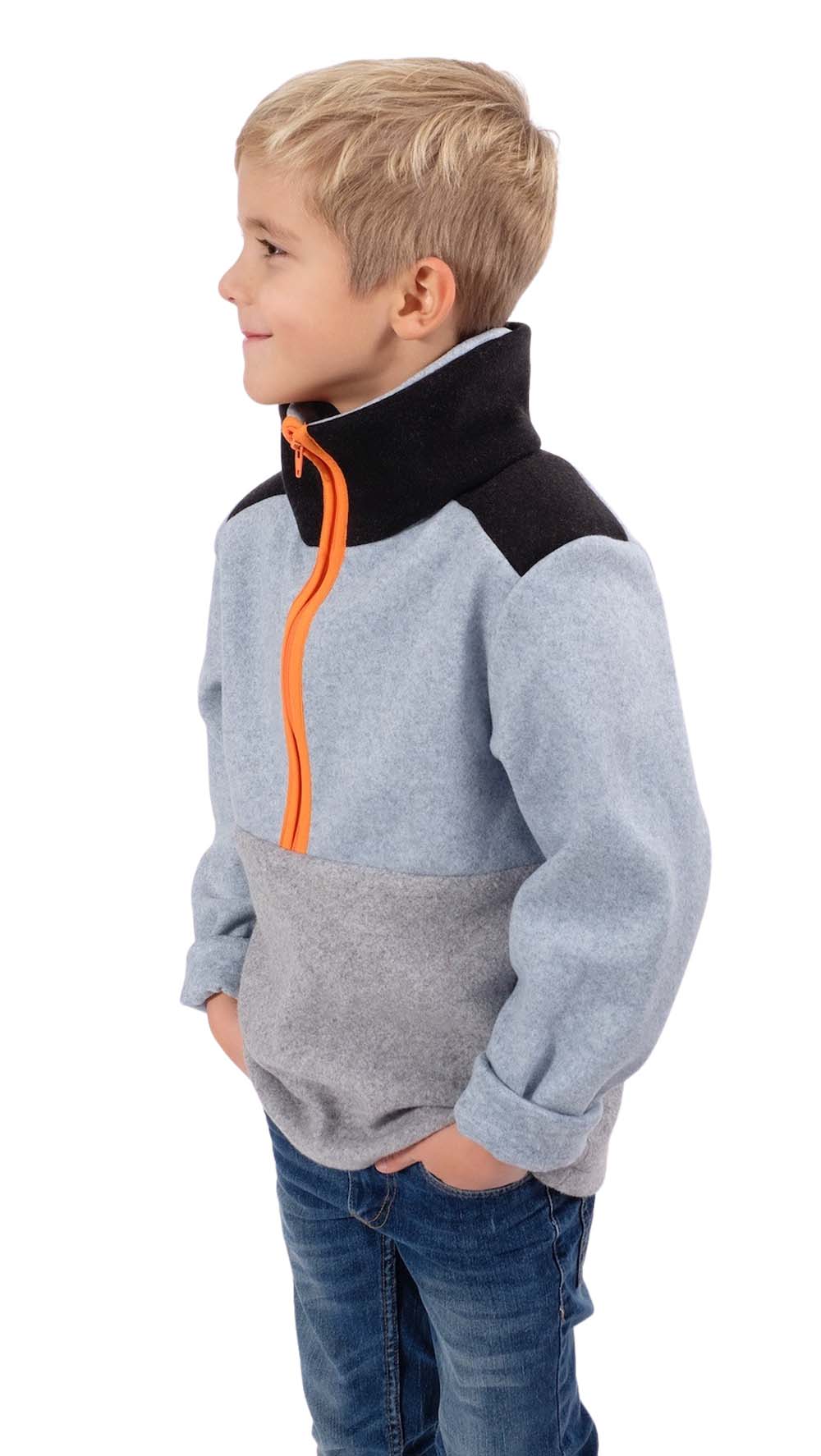 Mantelflausch, Flanell, Velour Strick – Hellgrau – Bild 4