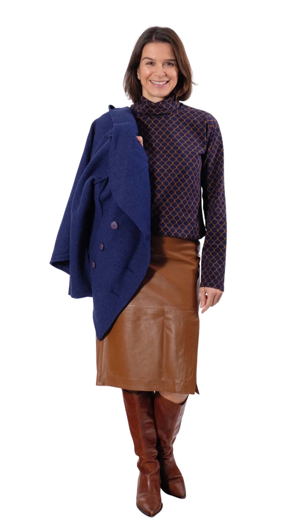 Jersey, Kettenmusterung Braun / Blau – Bild 4