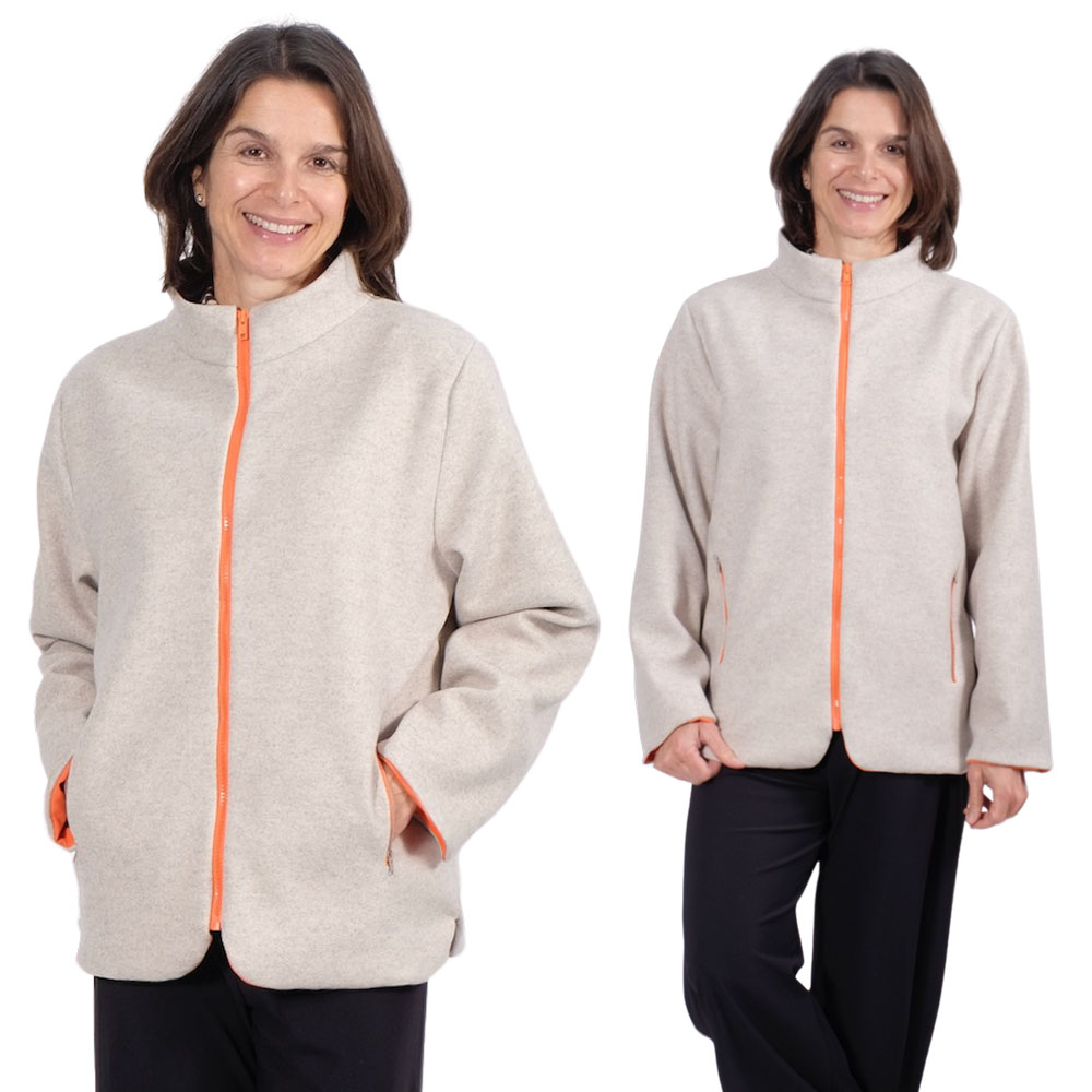 Mantelflausch, Flanell, Velour Strick – Hellgrau – Bild 3