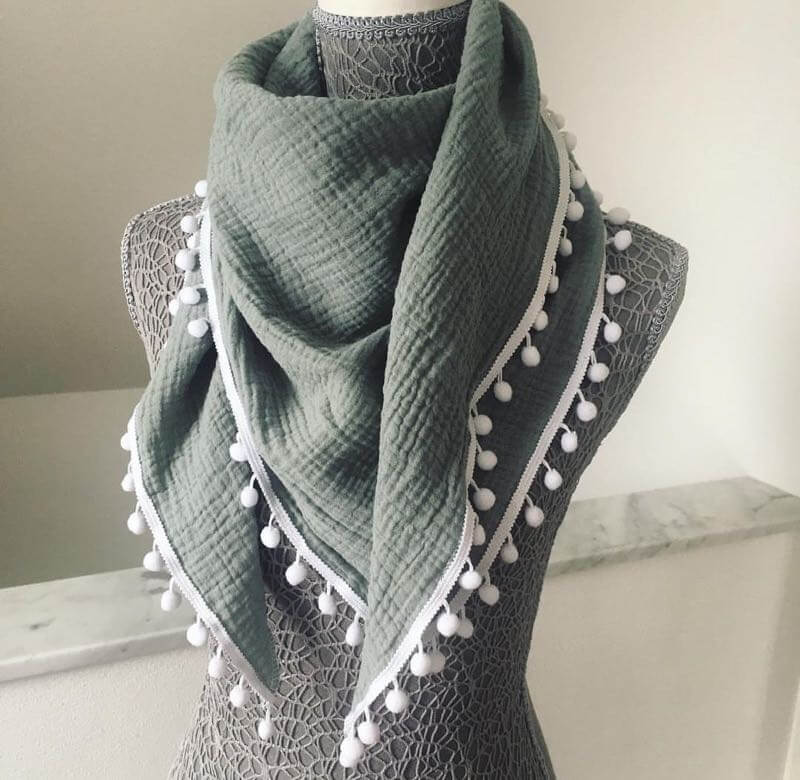 Gauze, Musselin – Double Gauze Senf mit weißen Punkten – Bild 9