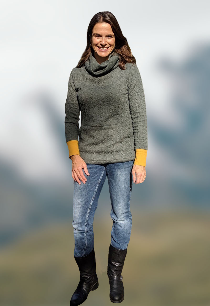 Dehnbarer Strickstoff mit Zopfmuster, Grau – Bild 7