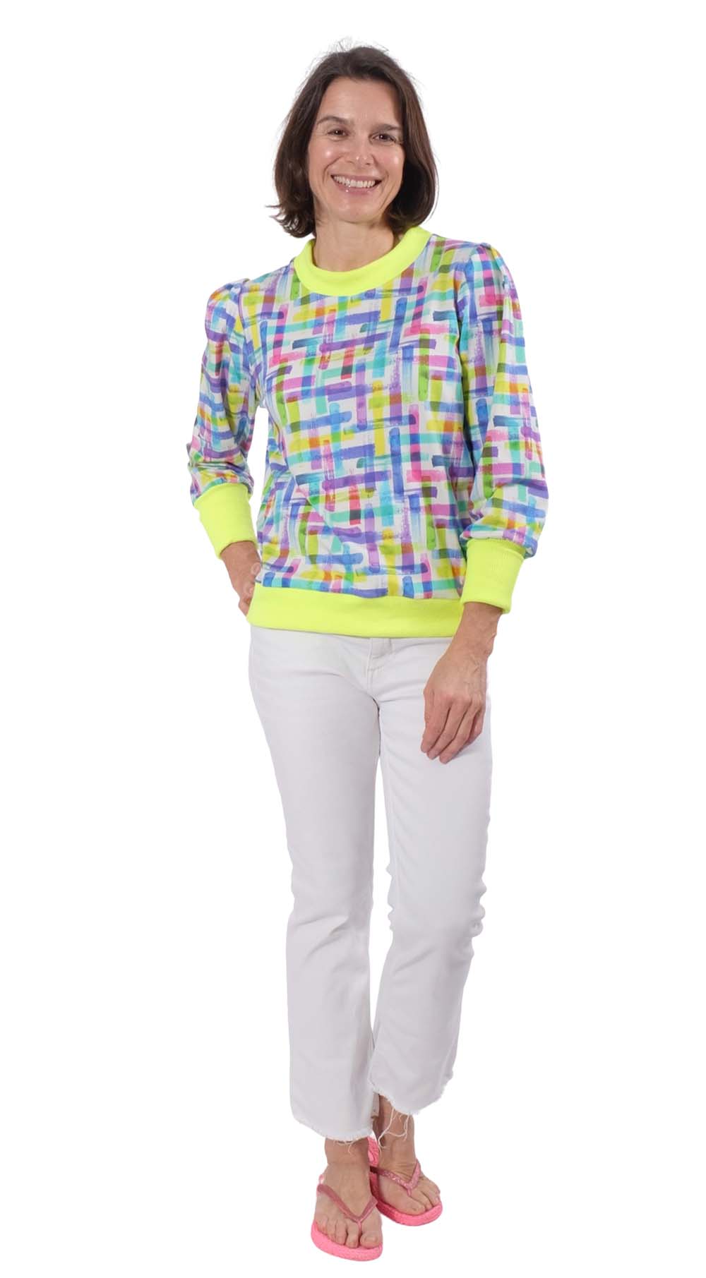 Bündchenware, rundgestrickte Schlauchware, unifarben Neon-Gelb – Bild 4