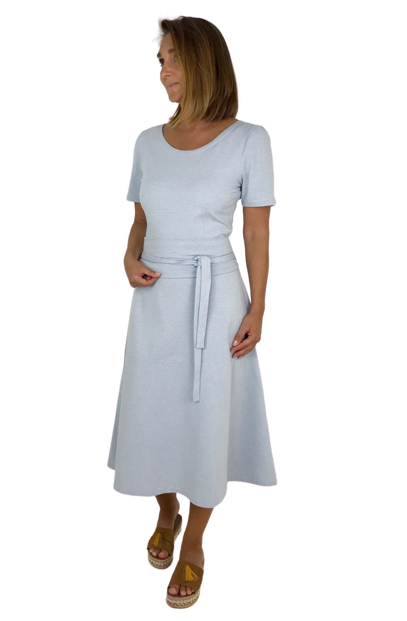 Jersey, feine Streifen Taupe / Weiß – Bild 6