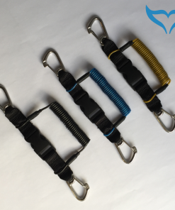 Spiralkabel Karabiner Stahlsehne gelb blau schwarz Edelstahl Karabiner Qualität