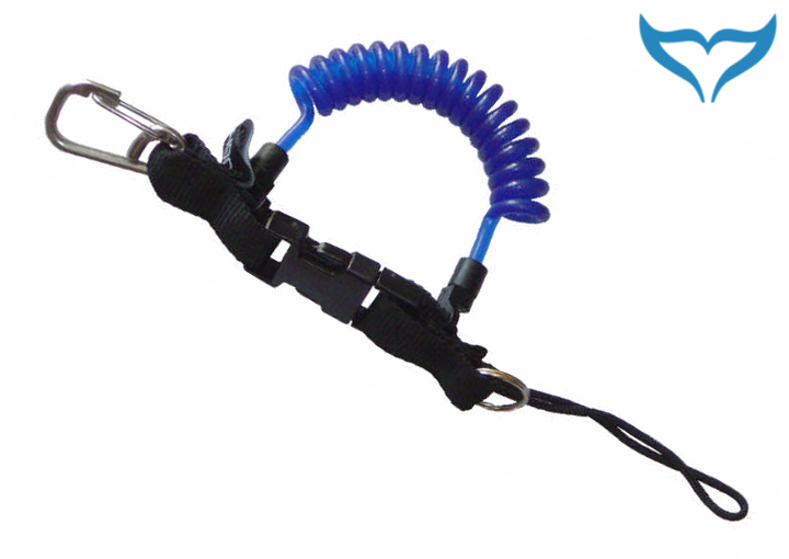 Spiralkabel blau Karabiner Schlüsselring Karabiner Schlaufe Befestigung Tauchen – Bild 4