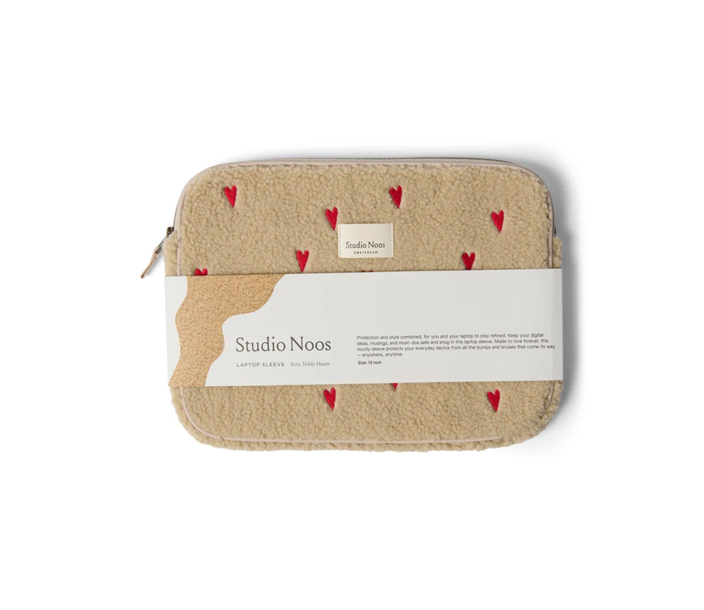 Studio Noos – Laptop-Tasche „TEDDY HEARTS“, 13 Zoll, beige LIMITED EDITION – Bild 3