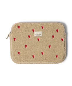 Studio Noos – Laptop-Tasche „TEDDY HEARTS“, 13 Zoll, beige LIMITED EDITION