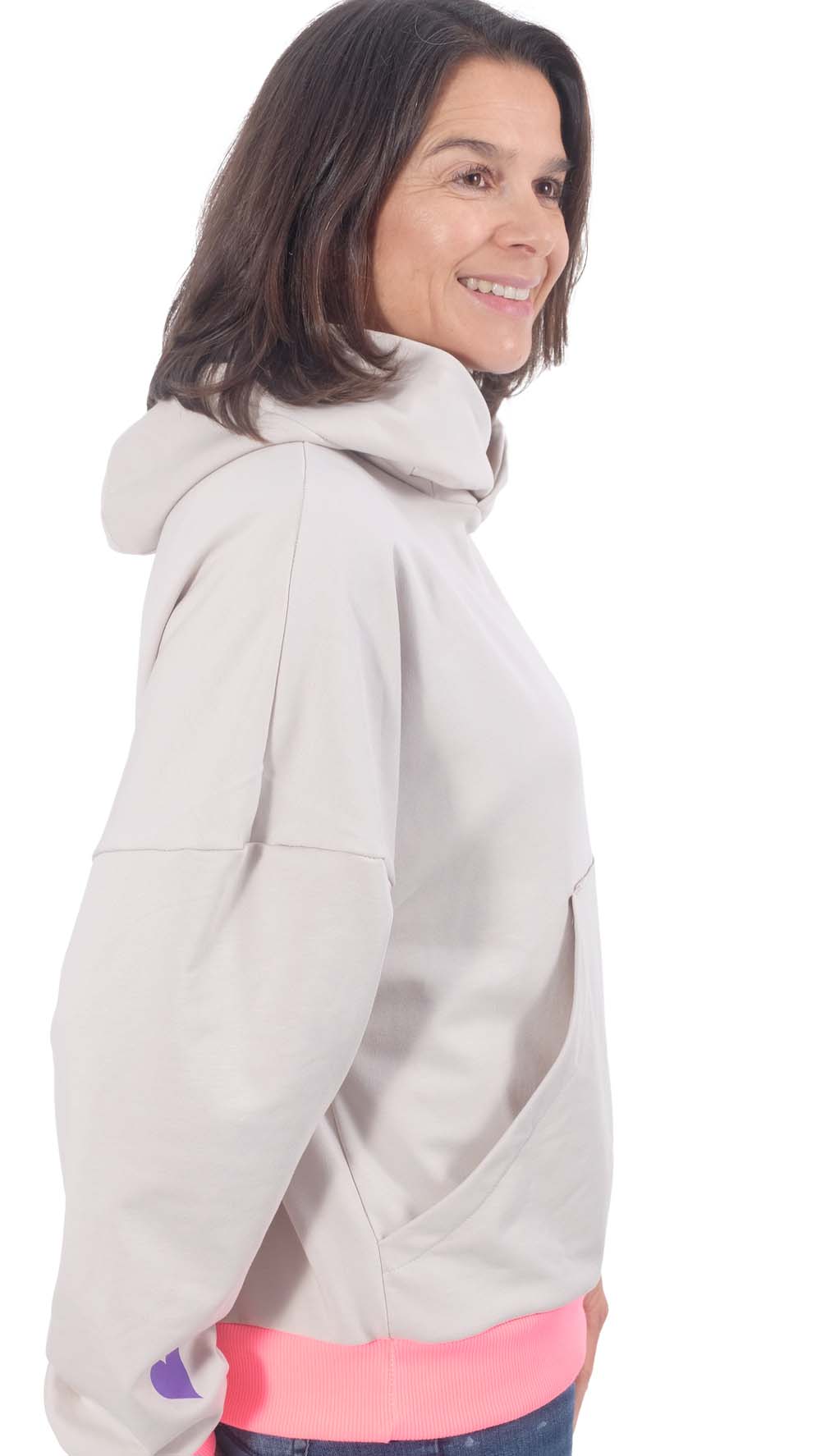 French Terry, helles Sand – Sweatshirtstoff brushed – Bild 5