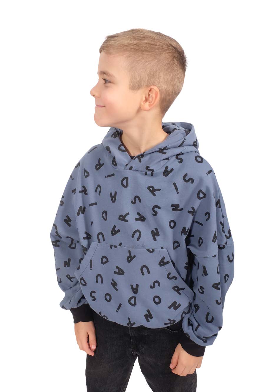 Sweatshirtstoff, ABC, weiße Buchstaben auf Schwarz – Bild 7