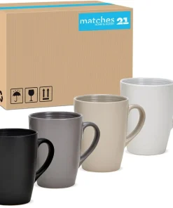 Tassen unifarben schwarz grau beige weiß Steingut Kaffeetassen 36 Stk. 11 cm