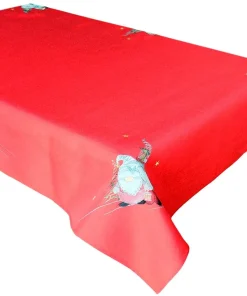 Tischdecke Tischtuch Wichtel Motiv Stick rot Tischwäsche 1 Stk 130×170 cm
