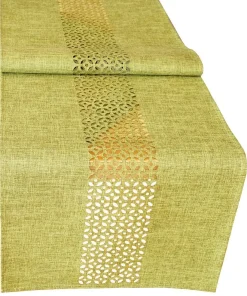 Tischläufer Mitteldecke Durchbrochene Ornamente grün Tischwäsche 1 Stk 40×140 cm