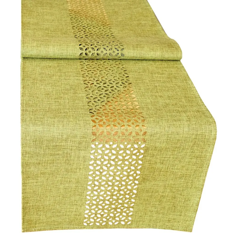 Tischläufer Mitteldecke Durchbrochene Ornamente grün Tischwäsche 1 Stk 40×140 cm