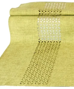 Tischläufer Mitteldecke Durchbrochene Ornamente grün Tischwäsche 1 Stk 40×90 cm