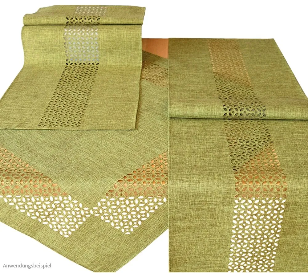 Tischläufer Mitteldecke Durchbrochene Ornamente grün Tischwäsche 1 Stk 40×90 cm – Bild 3