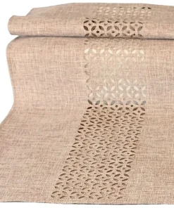 Tischläufer Mitteldecke Durchbrochene Ornamente hellbraun Tischwäsche 1 Stk 40×90 cm
