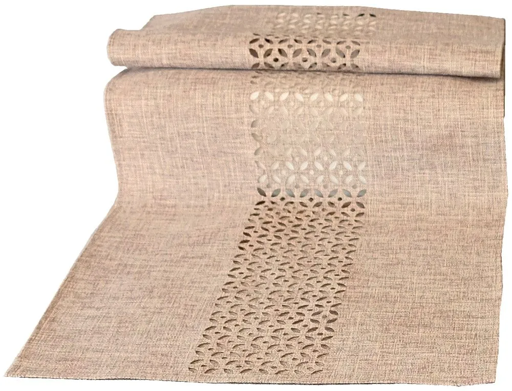 Tischläufer Mitteldecke Durchbrochene Ornamente hellbraun Tischwäsche 1 Stk 40×90 cm