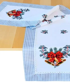 Tischläufer Mitteldecke Glocken Motiv Druck grau bunt Tischwäsche 1 Stk 40×140 cm