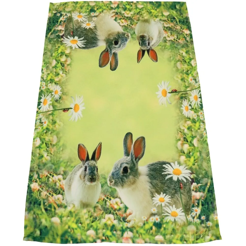 Tischläufer Mitteldecke Hasen & Wiese Ostern Fotodruck bunt Tischwäsche 30×70 cm