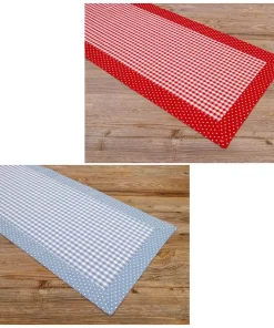 Tischläufer Mitteldecken Landhaus Premium HANNE Karo Punkte Borte 40×150 cm 2 Farben 1Stk