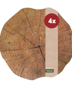 Tischset MOTIV Baumstamm 4er Set je Ø 38 cm Kunststoff abwischbar