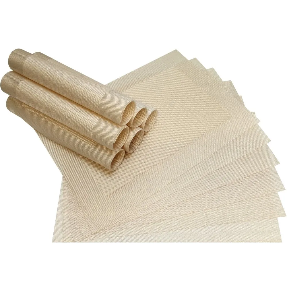 Tischset Platzset BORDA Platzmatten 12 Stk perlmutt silber-weiß gewebt 46×33 cm