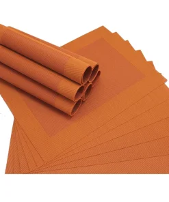Tischset Platzset BORDA Platzmatten 12er Set orange gewebt aus Kunststoff 46×33 cm