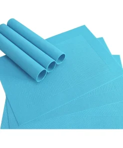 Tischset Platzset BORDA Platzmatten 6 Stk hellblau türkis gewebt Kunstst. 46×33 cm