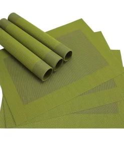 Tischset Platzset BORDA Platzmatten 6er Set grün olivgrün oliv gewebt 46×33 cm