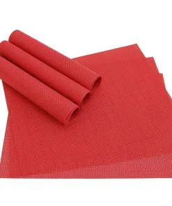 Tischset Platzset ELEGANCE Platzmatten 6er Set rot gewebt aus Kunststoff 45×30 cm