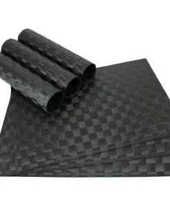 Tischset Platzset MODERN Platzmatten 6er Set schwarz geflochten Kunstst. 45×30 cm