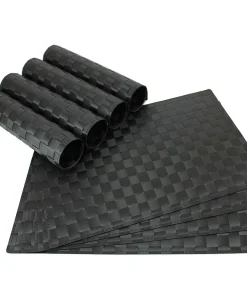 Tischset Platzset MODERN Platzmatten 8er Set schwarz geflochten Kunstst. 45×30 cm