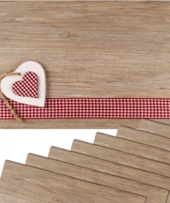 Tischset Platzset Sommer MOTIV Landhaus Herzen auf Holz 8 Stk abwaschbar