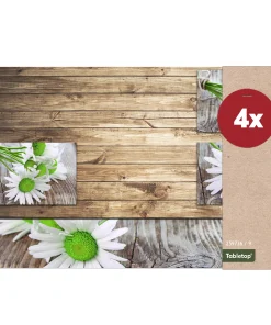 Tischsets Platzsets 4 Stk. Margeriten Margeriten & Holz Kunststoff 43,5×28,5 cm