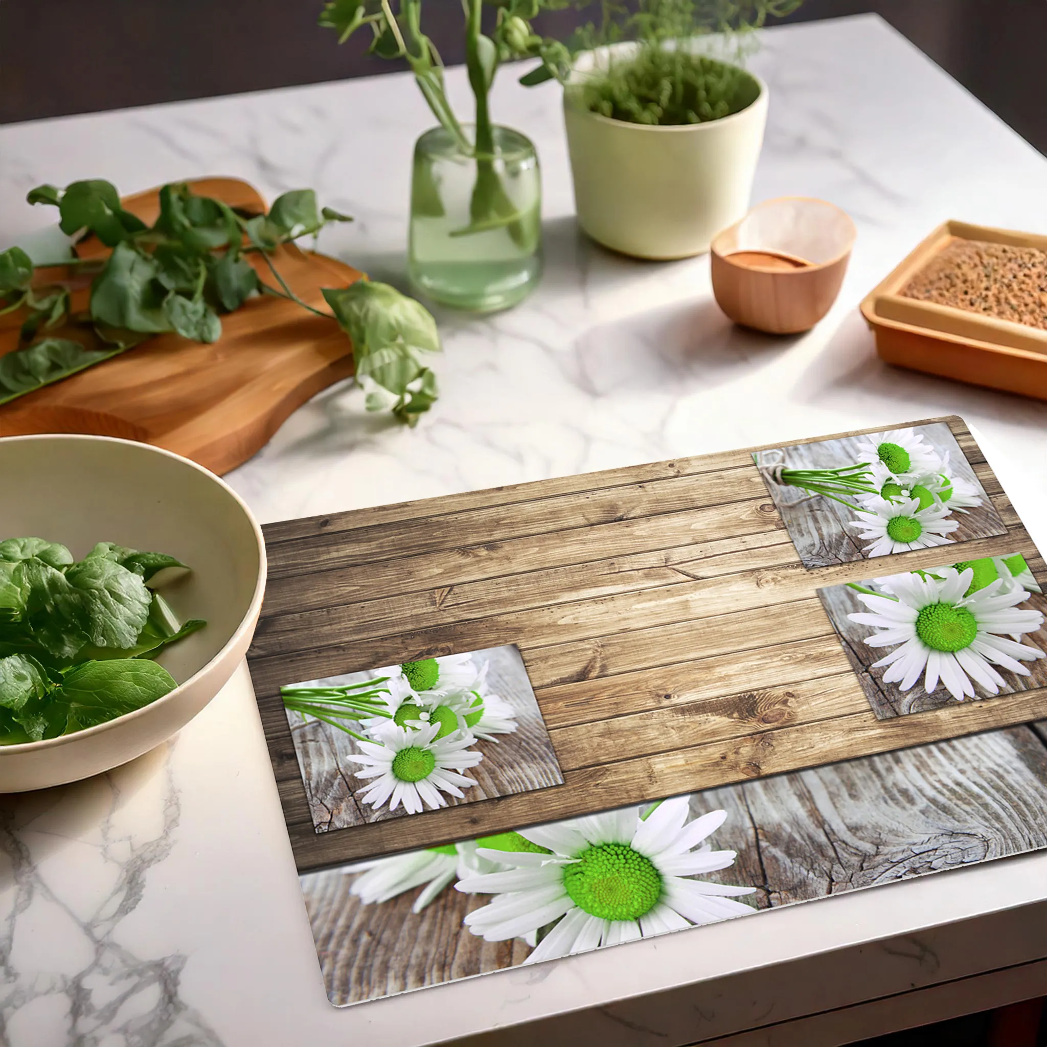 Tischsets Platzsets 6 Stk. Margeriten Margeriten & Holz Kunststoff 43,5×28,5 cm – Bild 5