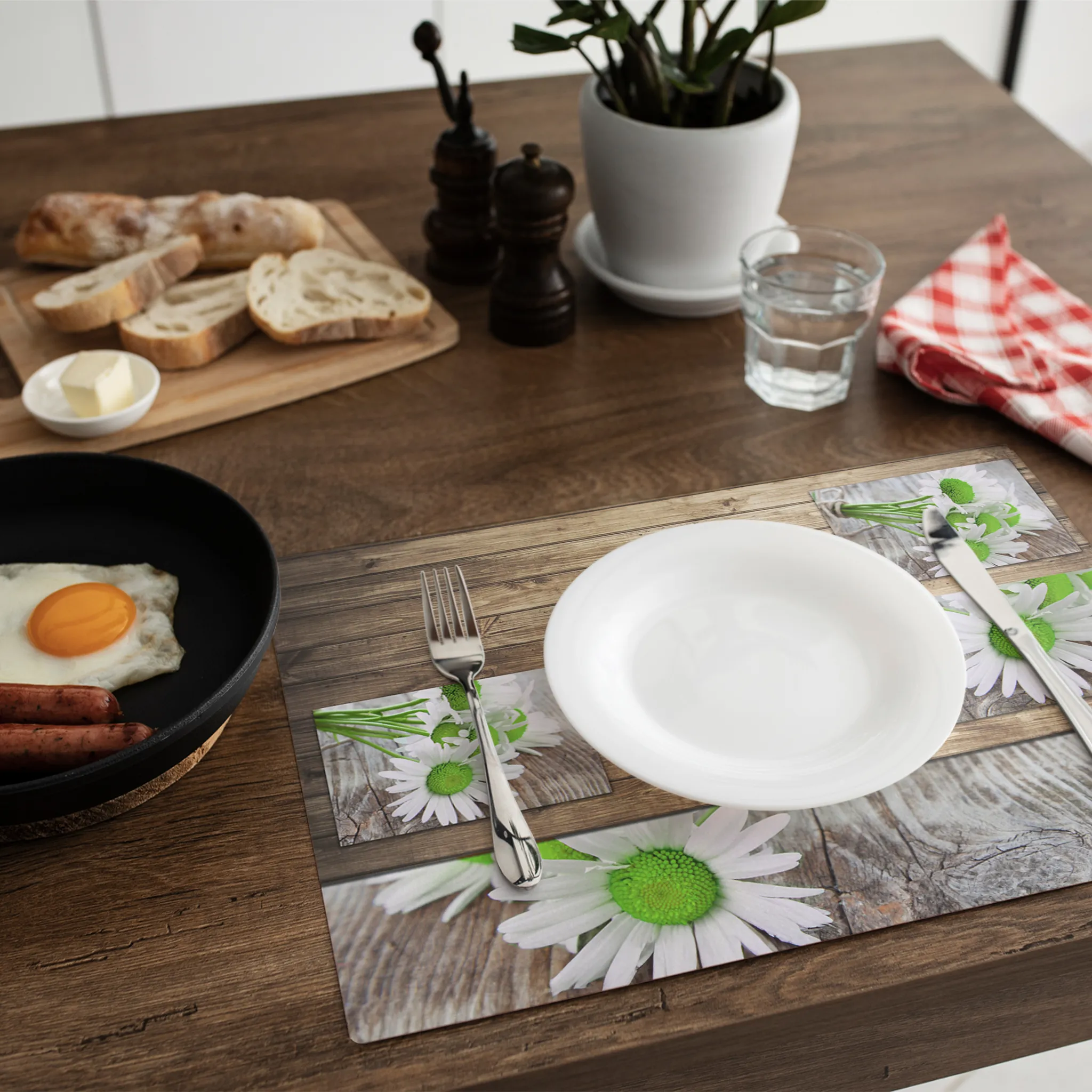 Tischsets Platzsets 6 Stk. Margeriten Margeriten & Holz Kunststoff 43,5×28,5 cm – Bild 7