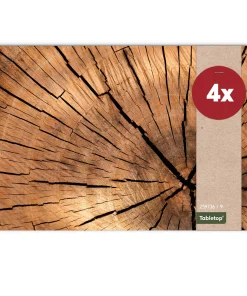 Tischsets Platzsets Holzoptik MOTIV Holzscheibe Baumstamm 4 Stk. abwaschbar