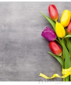 Tischsets Platzsets MOTIV Frühling Blumen bunte Tulpen & Beton 12 Stk.