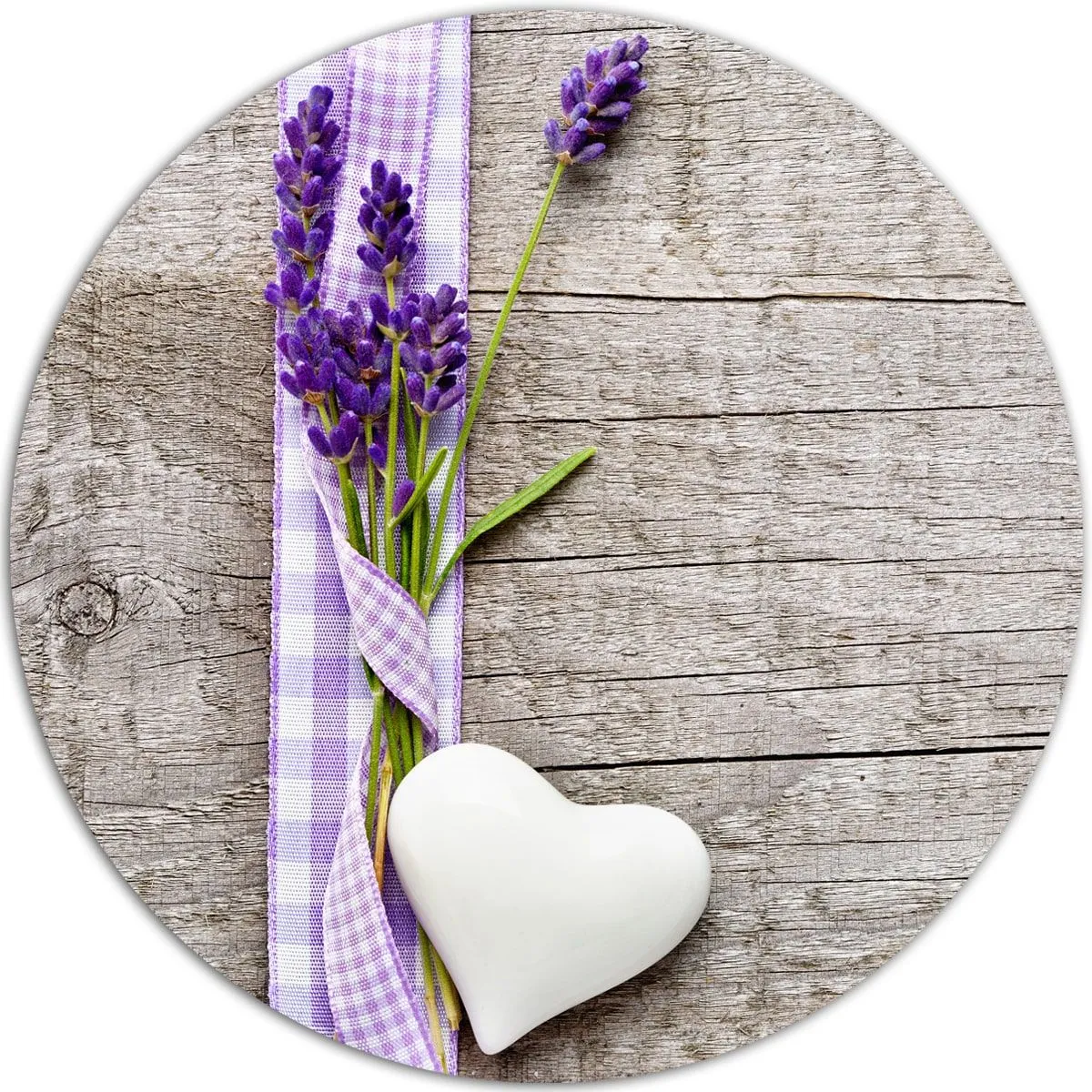 Tischsets Platzsets MOTIV Lavendel auf Holzbrett 6 Stk. abwaschbar rund Ø 38 cm – Bild 3