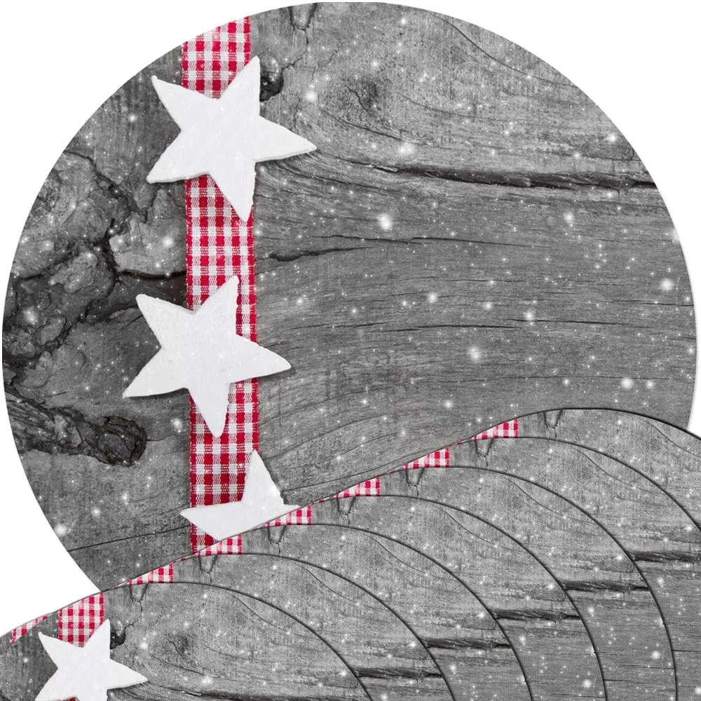 Tischsets Platzsets Weihnachten Sterne weiß & Holz 8 Stk. abwaschbar rund 38 cm – Bild 2