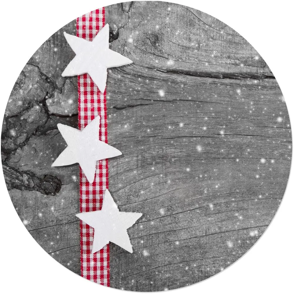 Tischsets Platzsets Weihnachten Sterne weiß & Holz 8 Stk. abwaschbar rund 38 cm – Bild 3
