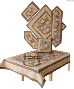 Tischwäsche Heimtextilien Gobelin Blüten Bordüre hellbraun 1 Stk viele Modelle