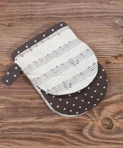 Topfhandschuh Landhaus Premium KLARA Noten Musik weiß grau Mini Ofenhandschuh