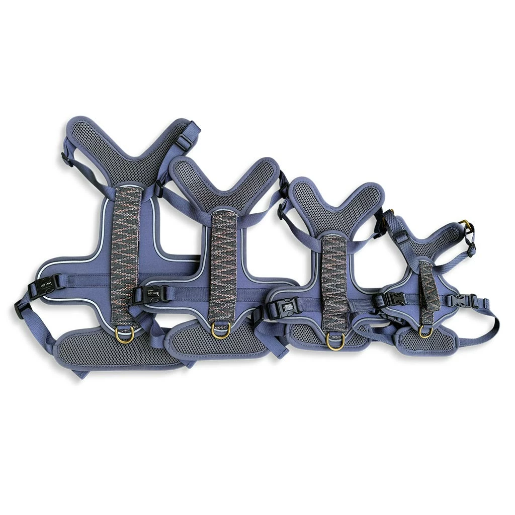 Hey Lana Premium Hundegeschirr gepolstert, mit Haltegriff, 4-fach verstellbar, Reflektoren „Trés chic blau/grau/orange“ XS, S, M, L – Bild 5