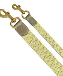 Hey Lana Premium Hundeleine 3-fach verstellbar, 2m, Rindsleder, gewebte Biobaumwolle, „Trés chic olive/neongelb“ XS, 2cm (bis 20kg)